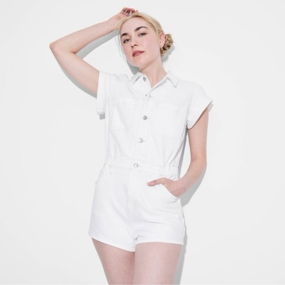 NWT White Denim Button Romper